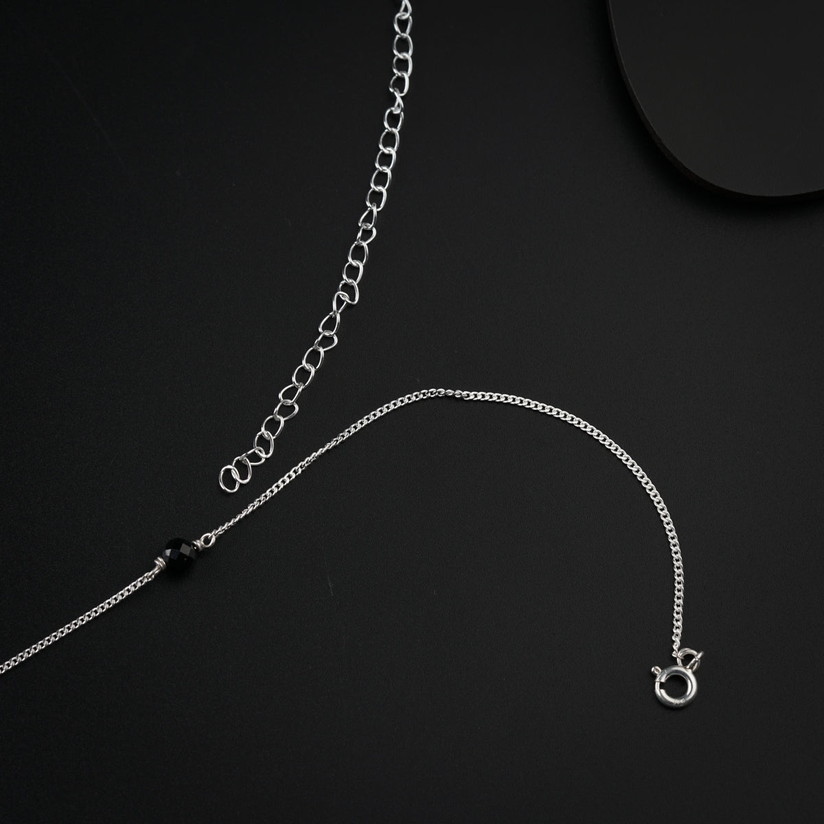 Silver Waist Chain with Black Spinel