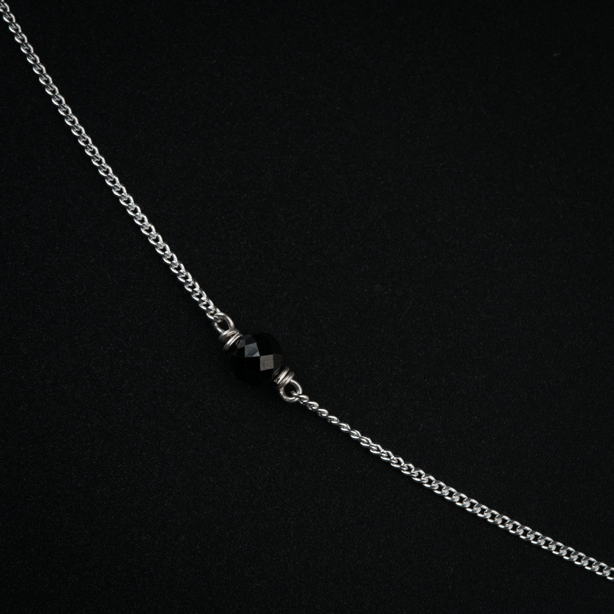 Silver Waist Chain with Black Spinel