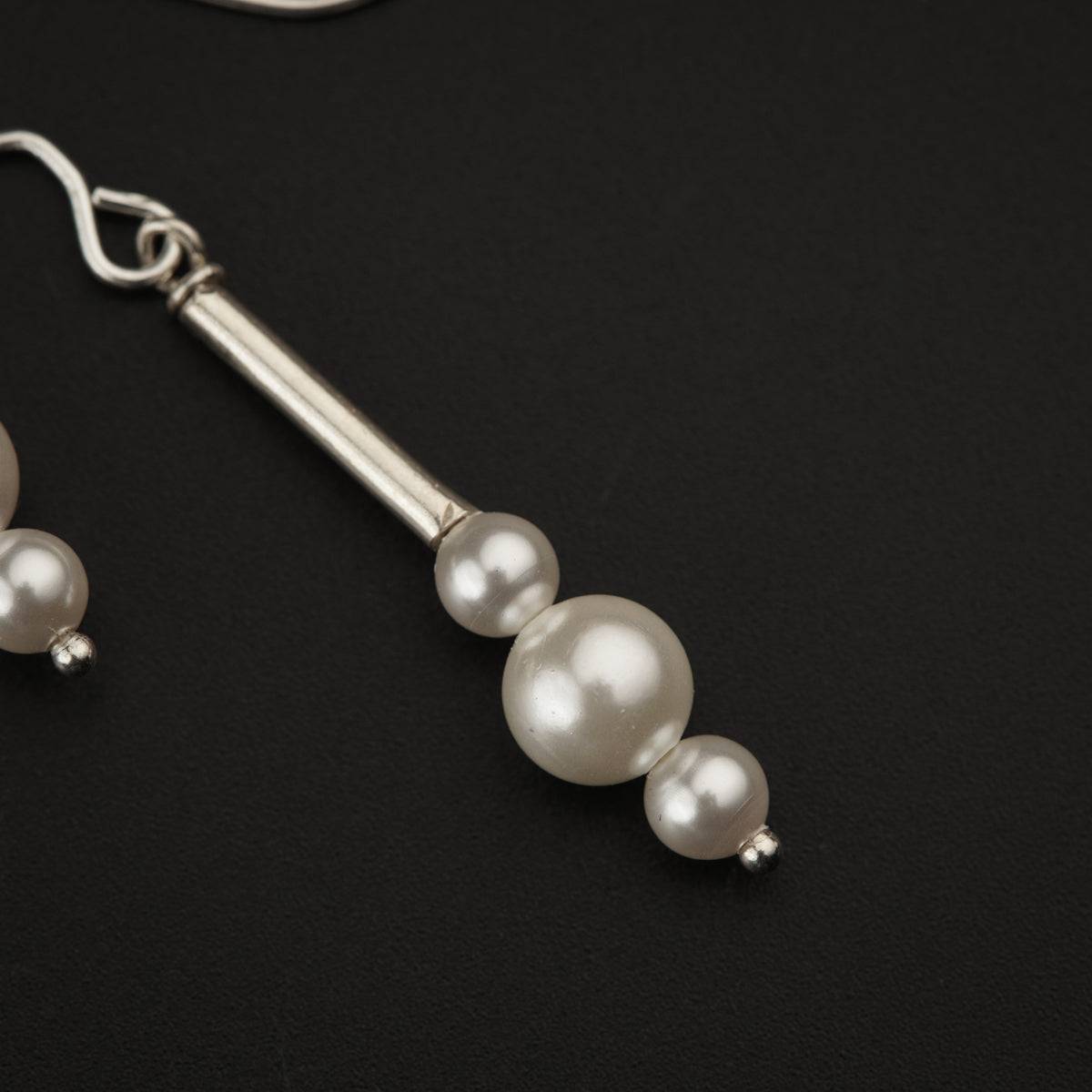 Silver Pipe Dangler with Pearls