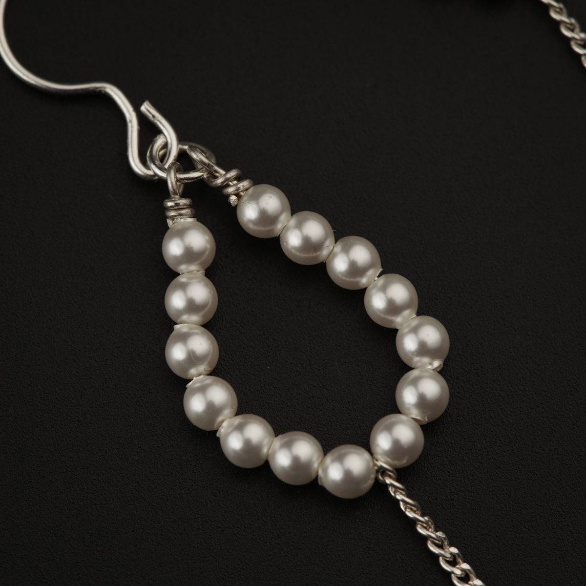 Pearl Earring with Black Spinel Drop