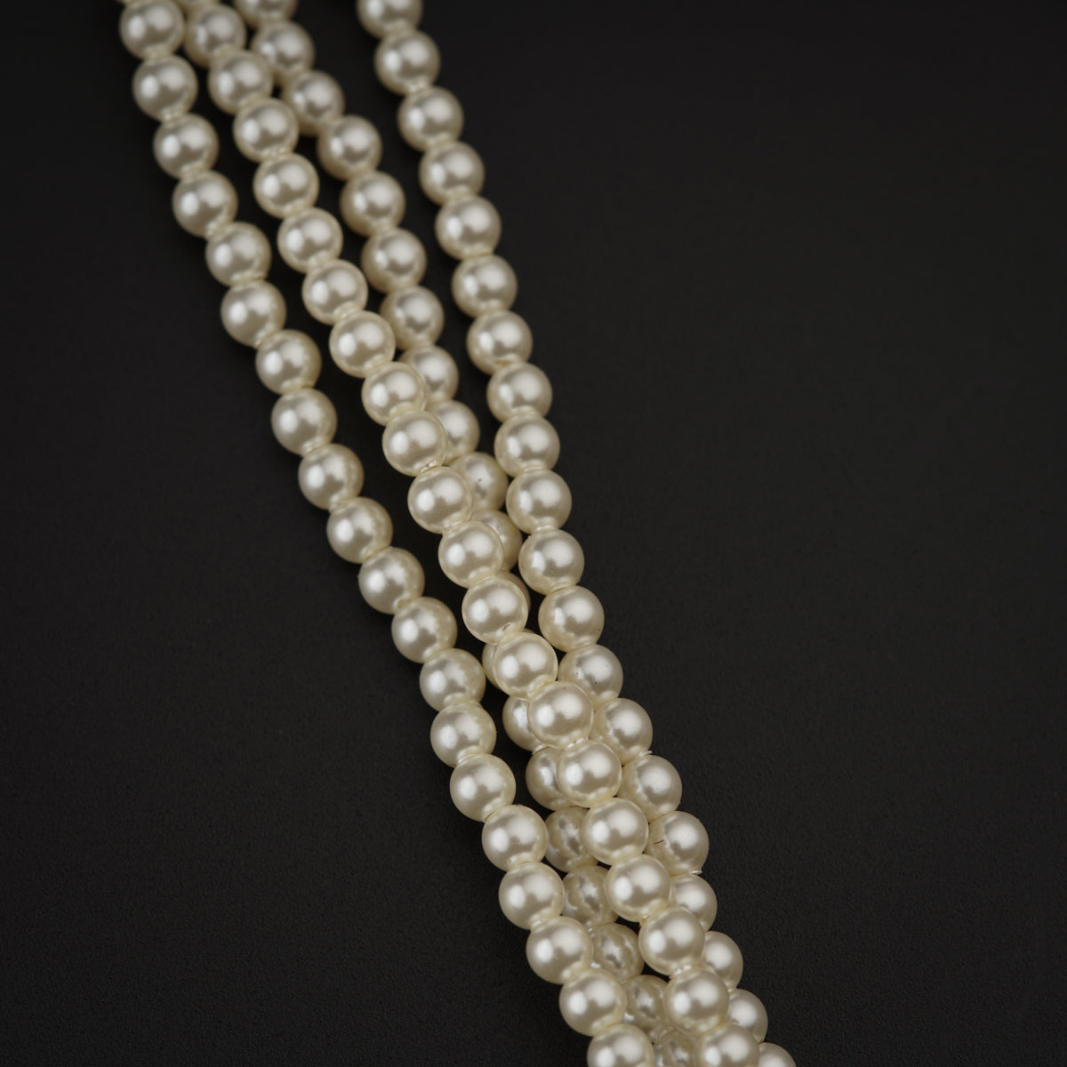 Silver Beads Motif Necklace with Pearls Gold Plated