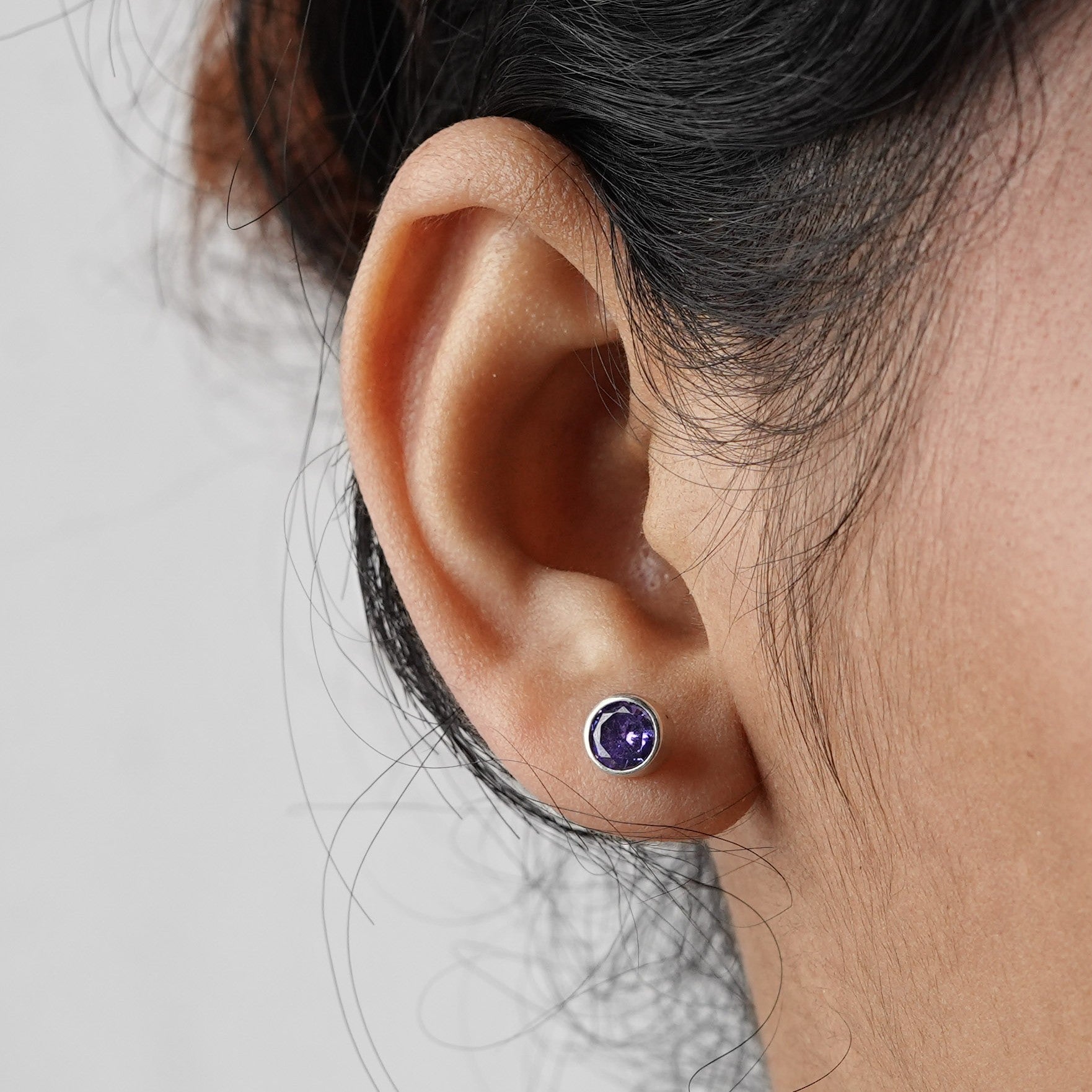 Purple CZ Stone Studs