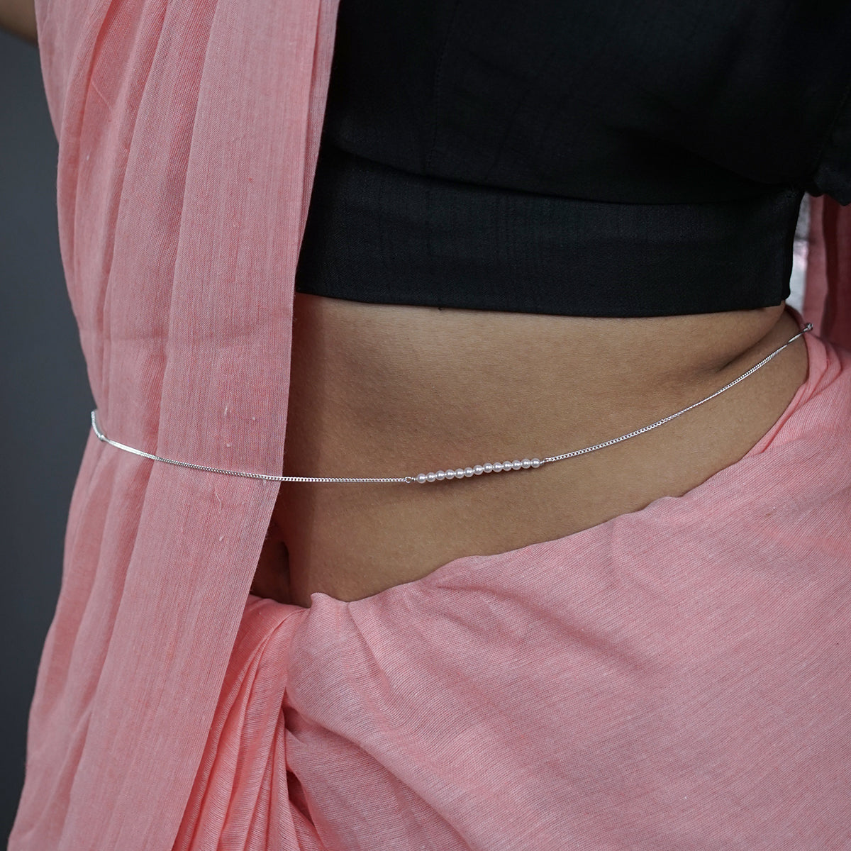 Silver Pearl Line Waist Chain