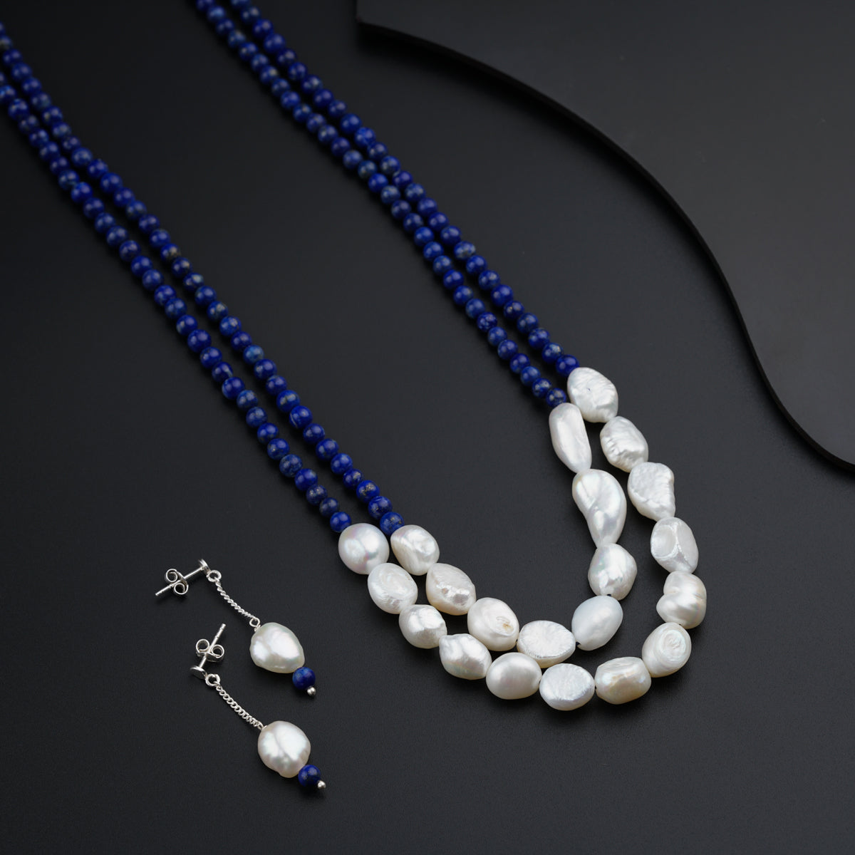 Silver with Lapis Lazuli Moonlit Pearls set