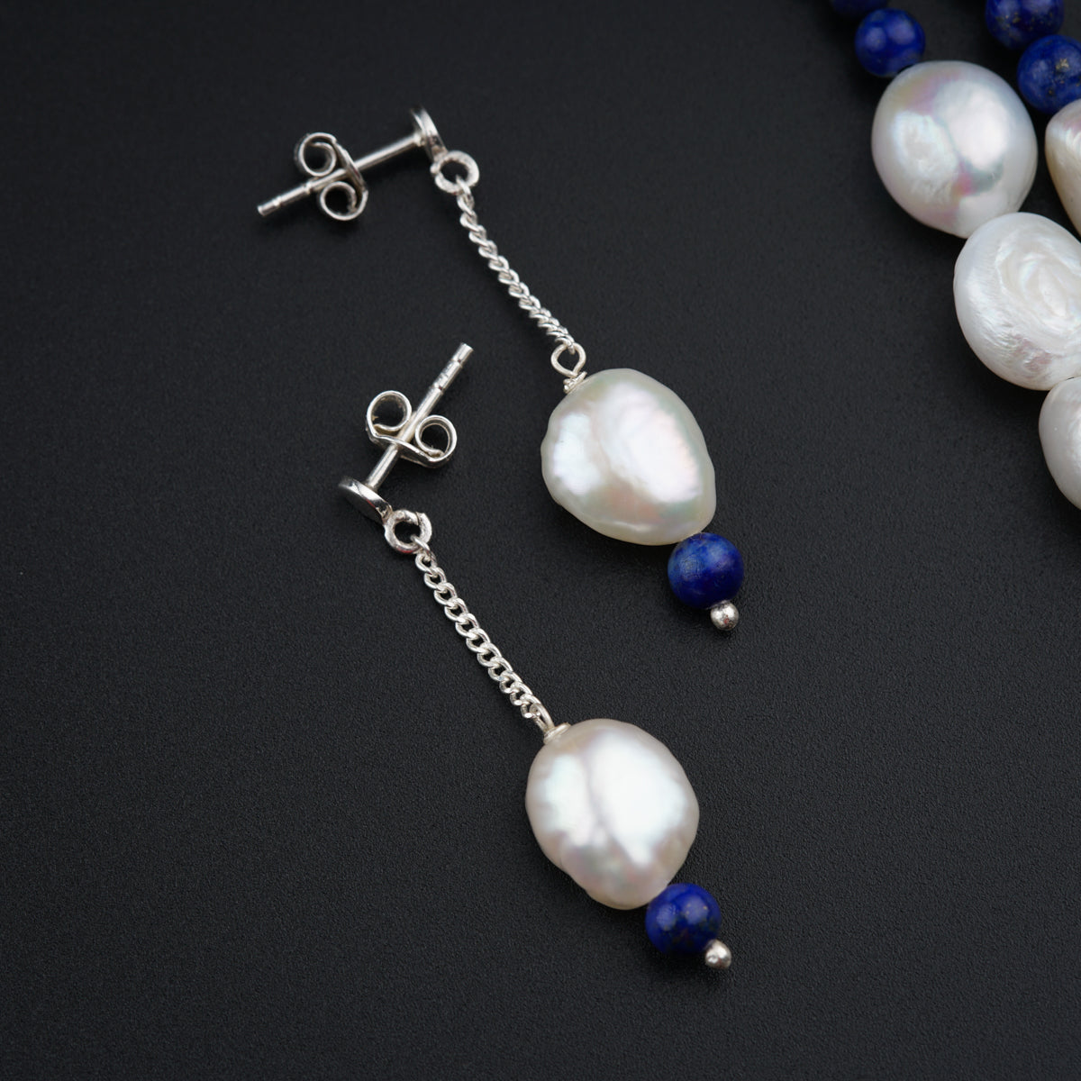 Silver with Lapis Lazuli Moonlit Pearls set