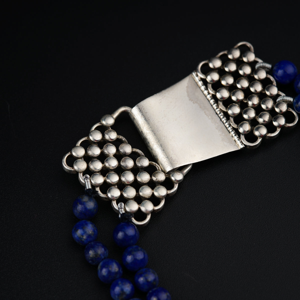 Sterling Silver Lapis and White Quartz Fusion Bracelet