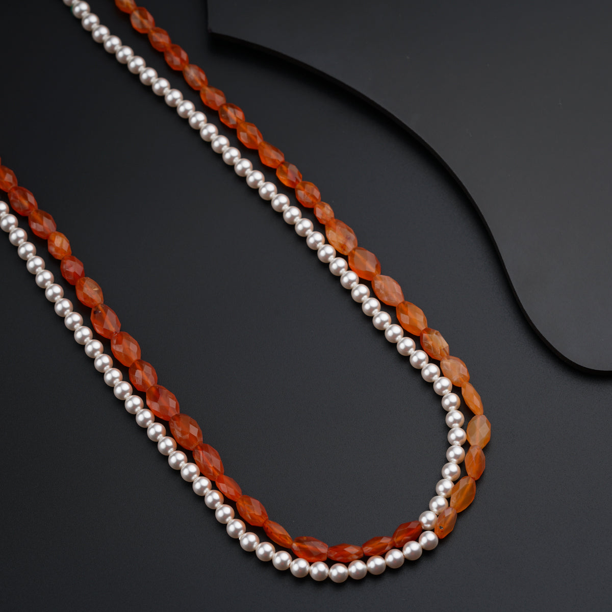 Carnelian Cascade Pearl Necklace