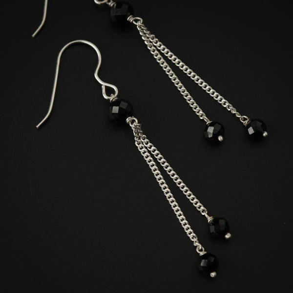 Black Onyx Silver Dangler