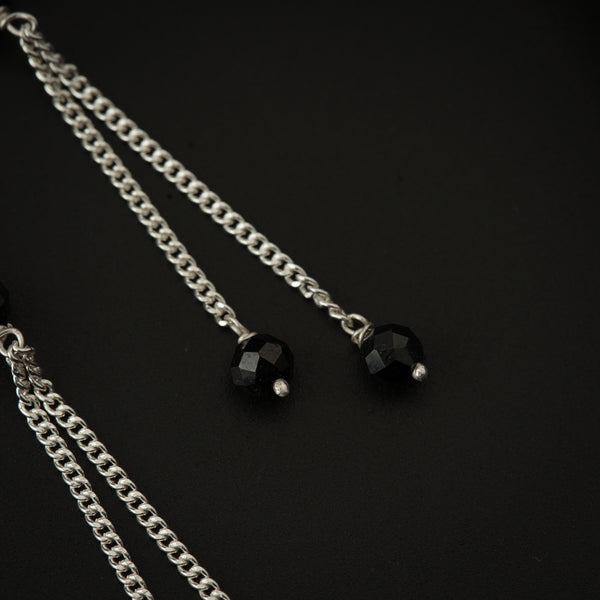Black Onyx Silver Dangler