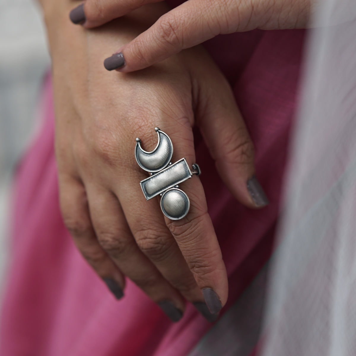 Silver Chandrakor Tikli Ring