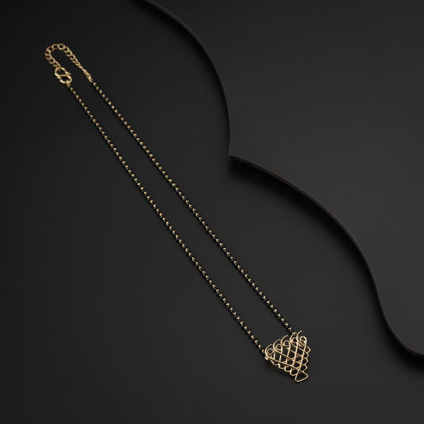 Saraswati Mangalsutra handcrafted in silver with gold plating, small motif, jewelry for women