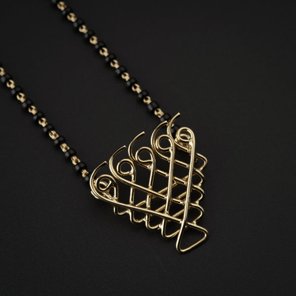 Gold Saraswati Mangalsutra with black bead chain