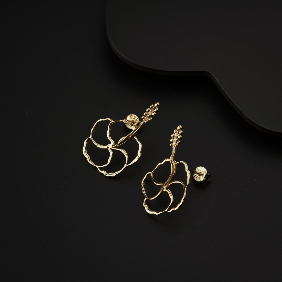 Sterling Silver Earrings - Hibiscus Gold Plated