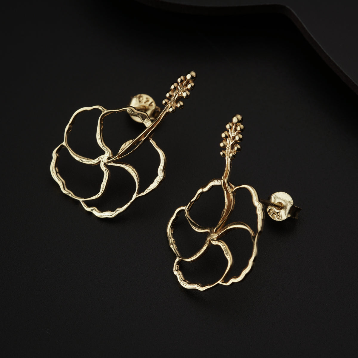 Hibiscus Gold Plated Silver Earrings