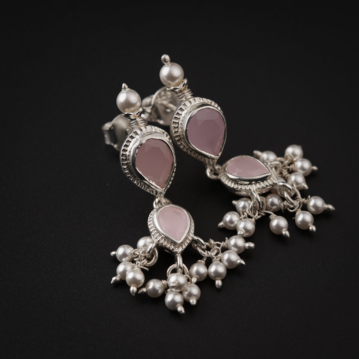 Rose Quartz Tanmani Set with Pearls