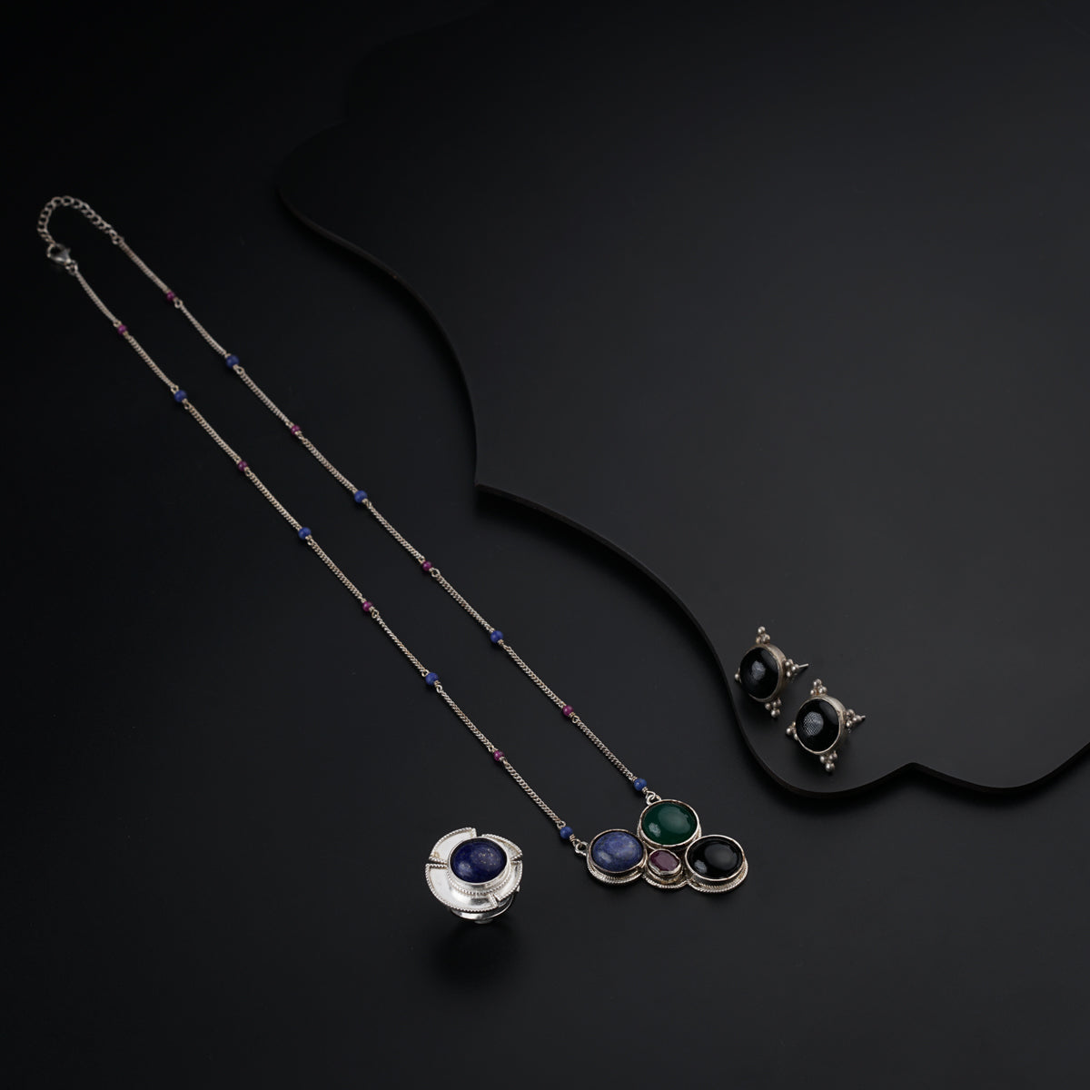 Curated Silver Set Precious Stones