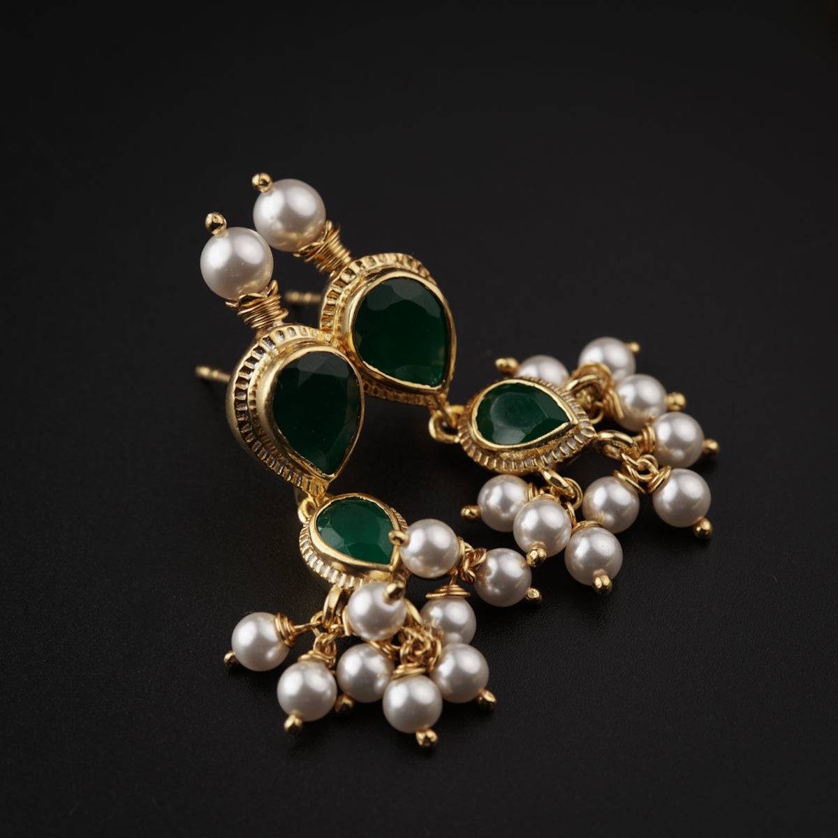 Green Onyx Tanmani Set Gold Plated