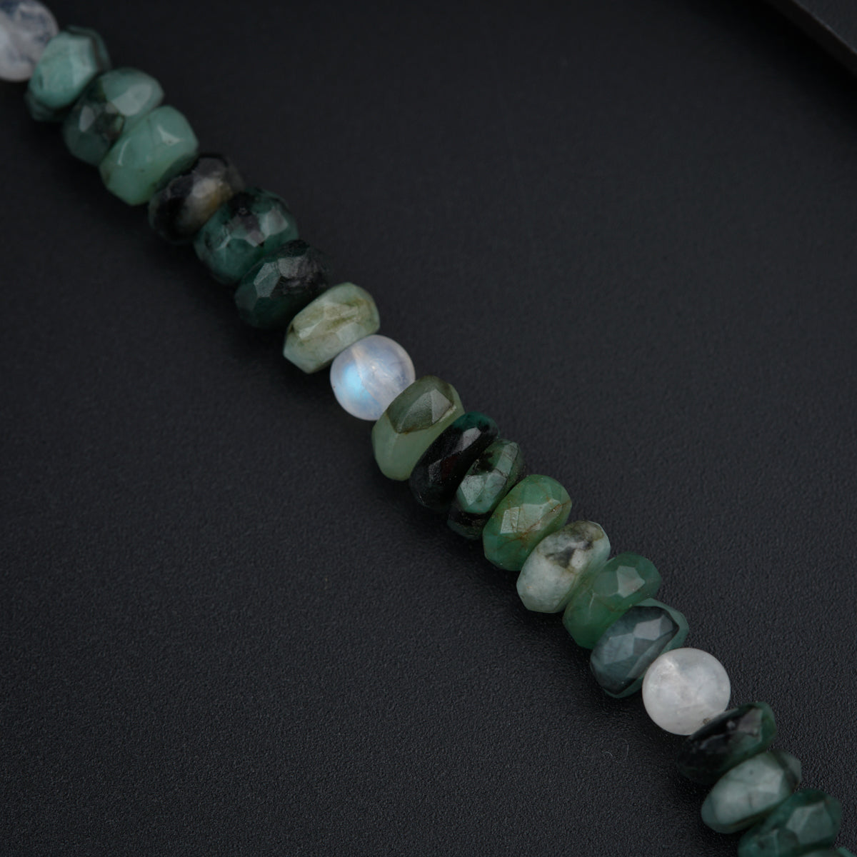 Silver Necklace with Moonstones and Moss Agate