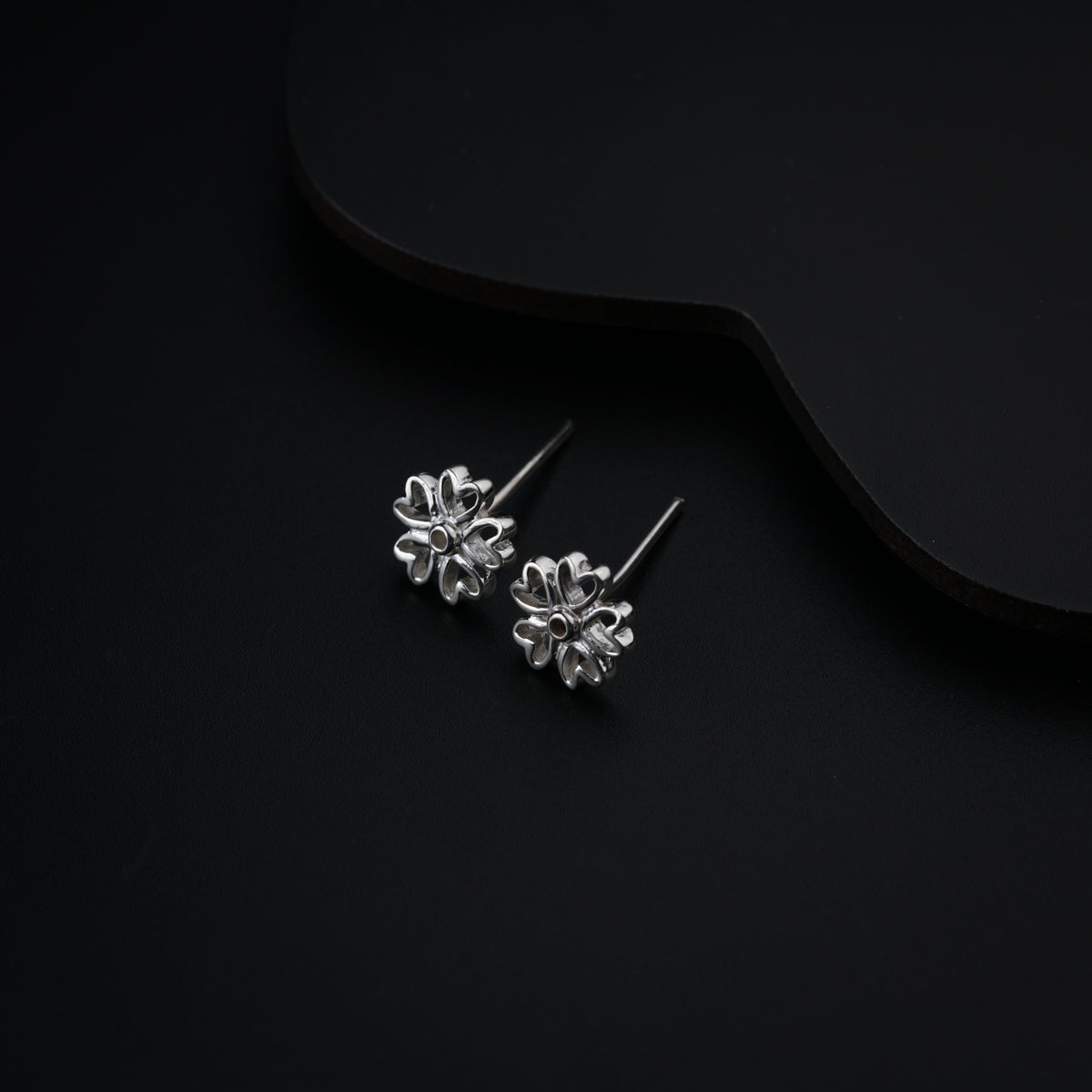 Silver Shiny Flower Studs