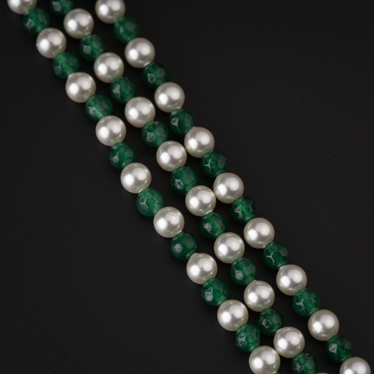 Green Onyx & Pearls Tanmani Set