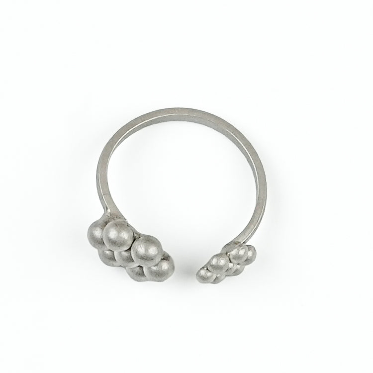 Close-up of Silver Oxidized Kudi Open Ring—Medium and Small Size Kudi showcases intricate traditional details and fine silver craftsmanship.