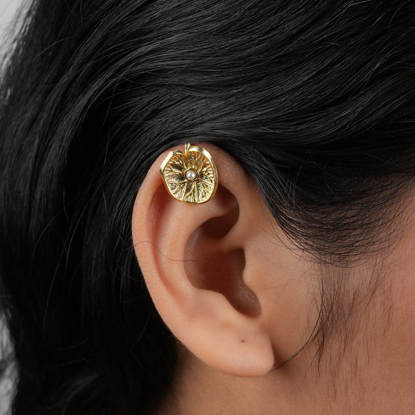 Silver Saroj Parna Earcuff (Single) | 22K Gold-Plated