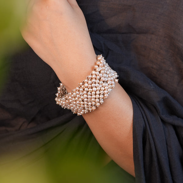 Silver Statement Bracelet with Freshwater Pearls