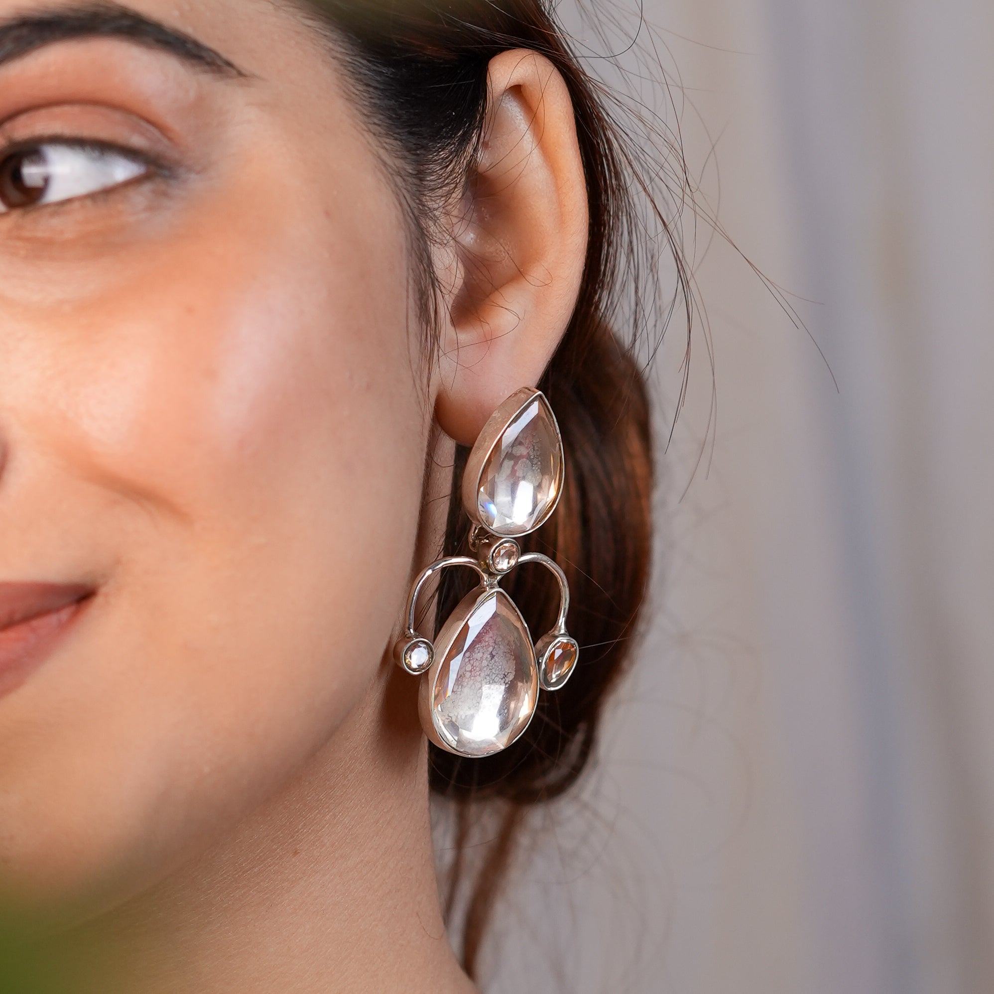 Silver Moissanite Statement Earrings