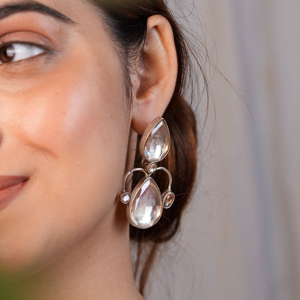 Silver Moissanite Statement Earrings