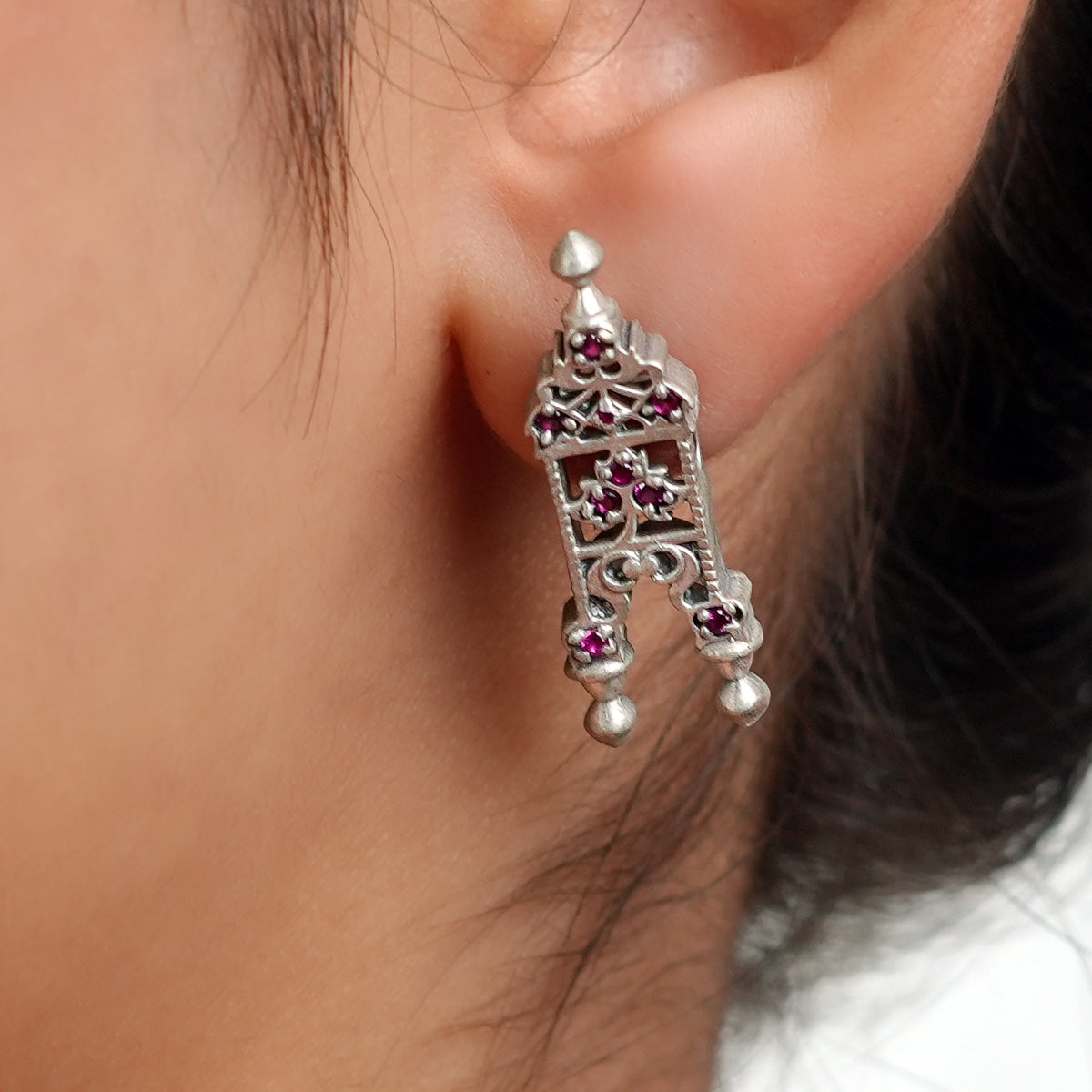 Oxidised Silver Taali Mangalsutra Earrings