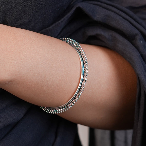 Silver Oxidised Filigree Bangle