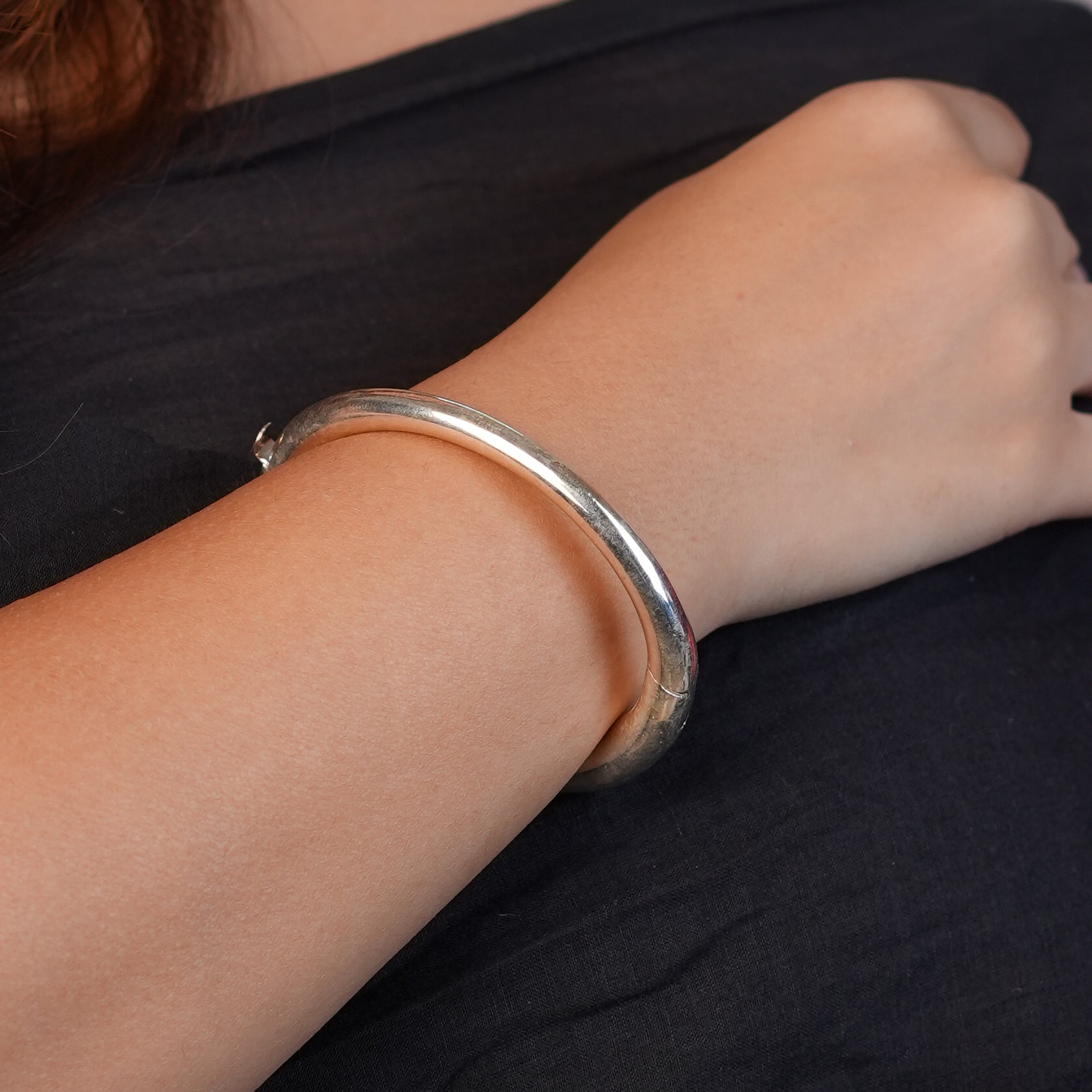 Silver Openable Plain Bangle