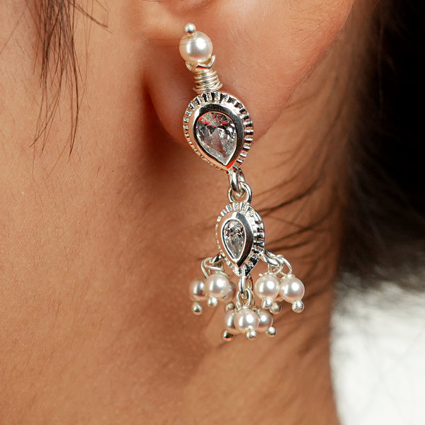White CZ Tiny Tanmani Set with Pearls