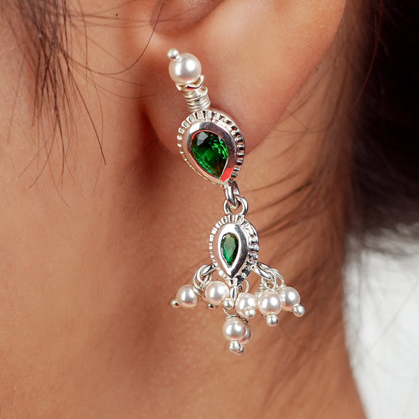 Green CZ Tiny Tanmani Set with Pearls