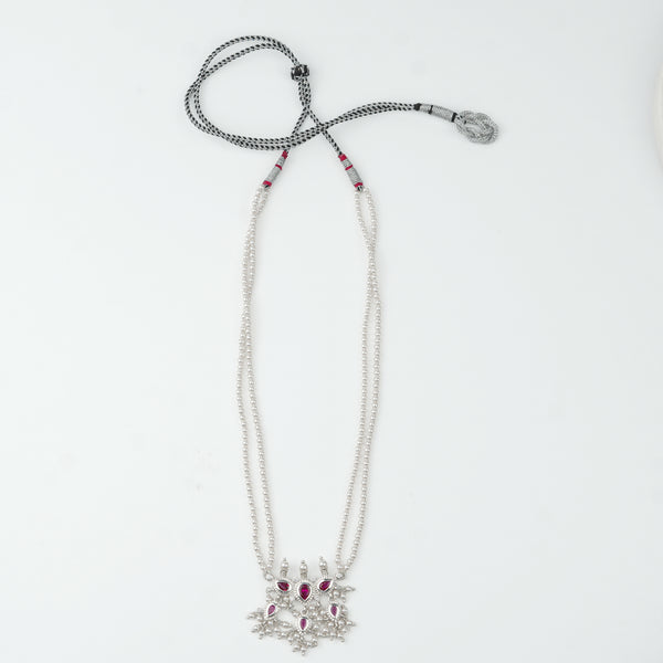 Pink CZ Tiny Tanmani Set with Pearls