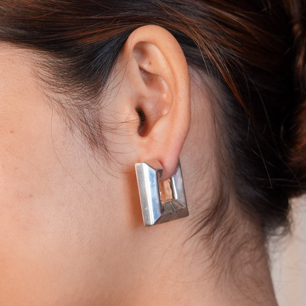 Silver Square Hoops
