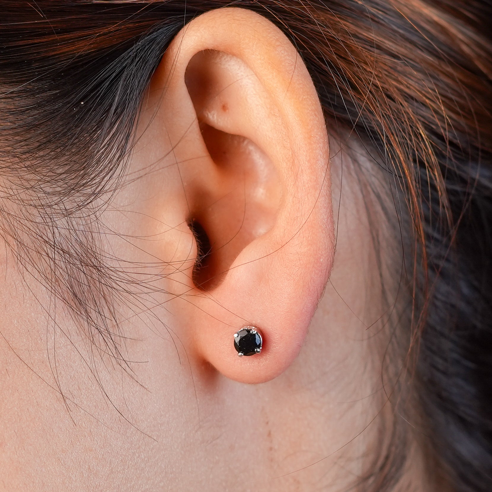 Silver Black Onyx Stud Earrings