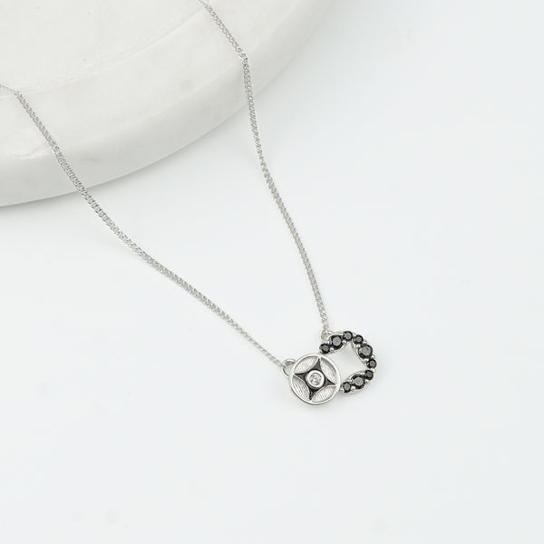 Silver Enamel & CZ Pendant Chain Mangalsutra