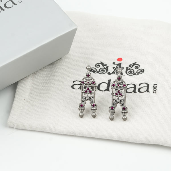Oxidised Silver Taali Mangalsutra Earrings