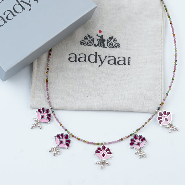 Enamel Charm Necklace with Tourmaline