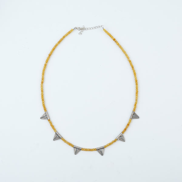 Triangle Charm Necklace with Yellow Jade
