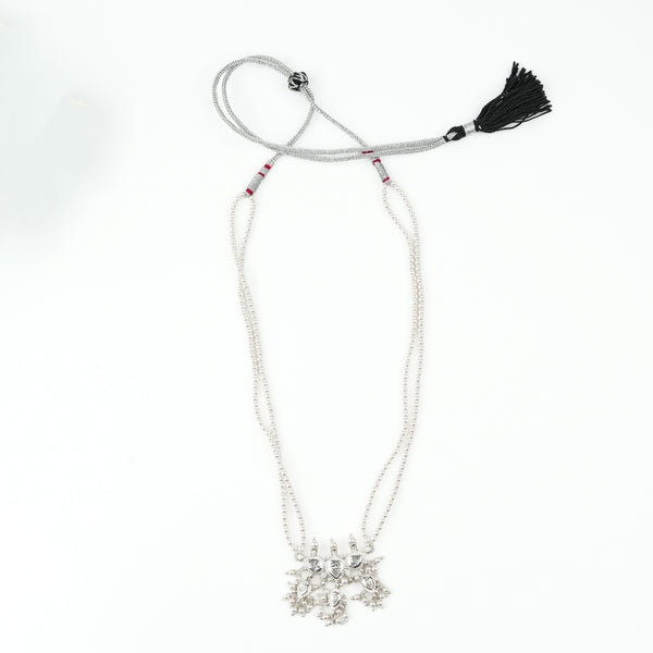White CZ Tiny Tanmani Set with Pearls