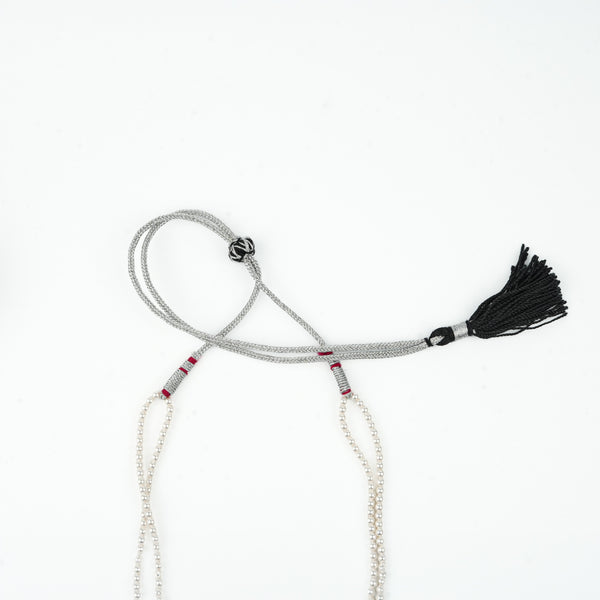 White CZ Tiny Tanmani Set with Pearls