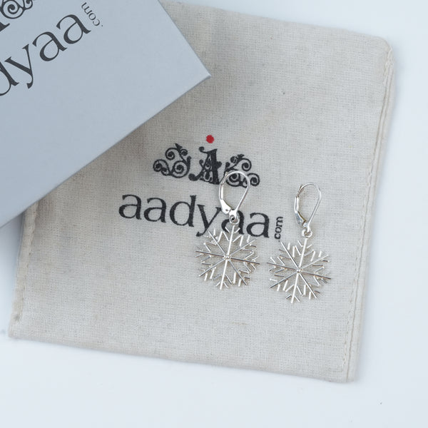 Silver Snowflake Dangle Earrings