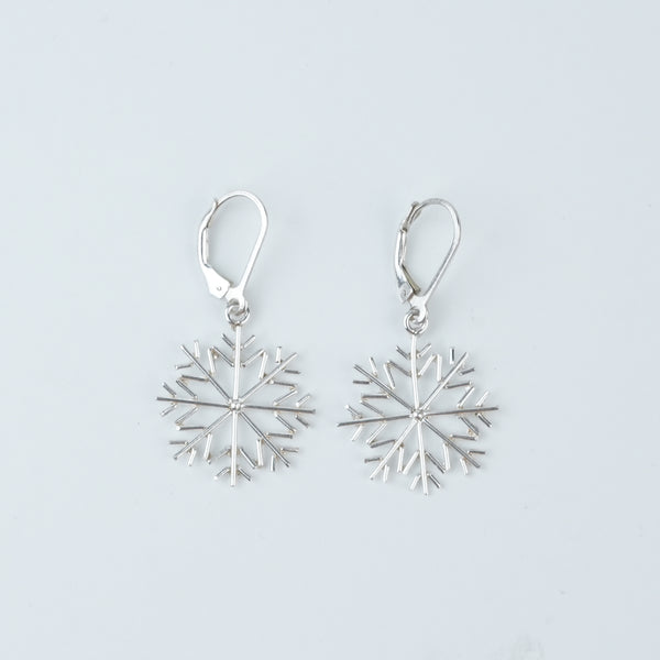 Silver Snowflake Dangle Earrings
