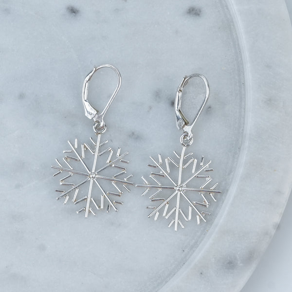 Silver Snowflake Dangle Earrings