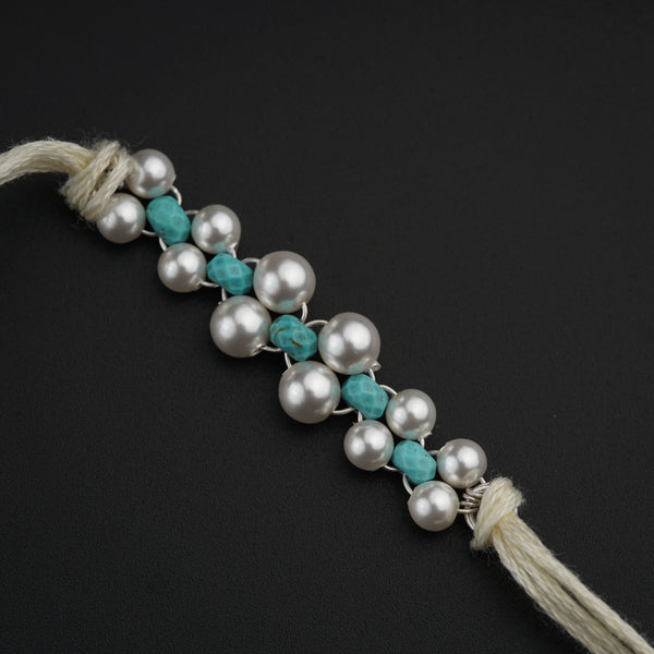 Handmade Turquoise and Pearl Rakhi