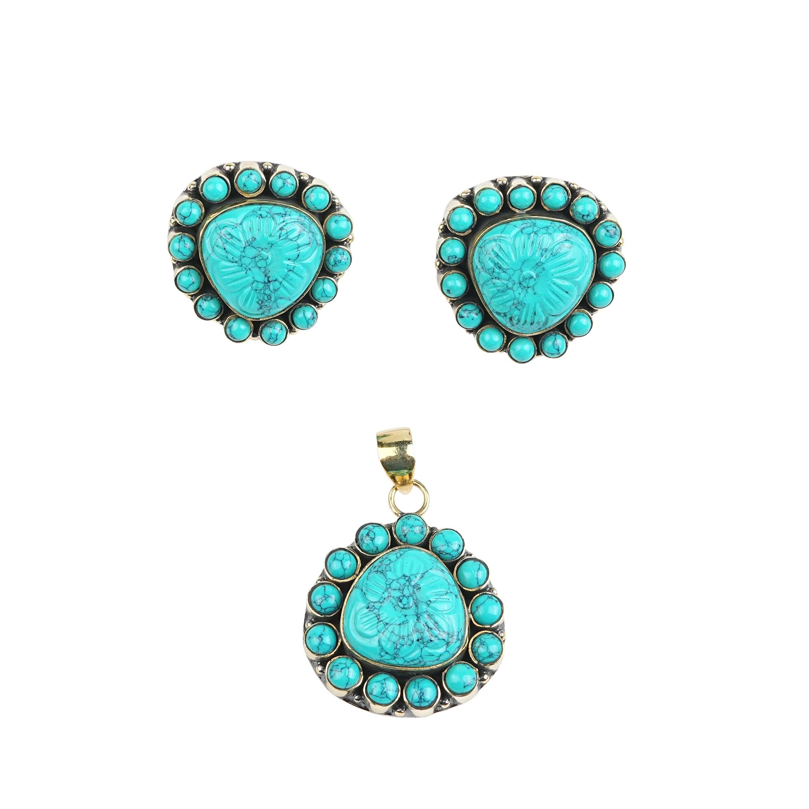 Brass Fashion Pendant & Earrings Set without Chain