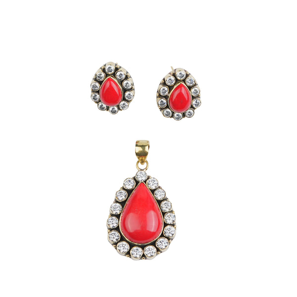 Brass Fashion Pendant & Earrings Set without Chain