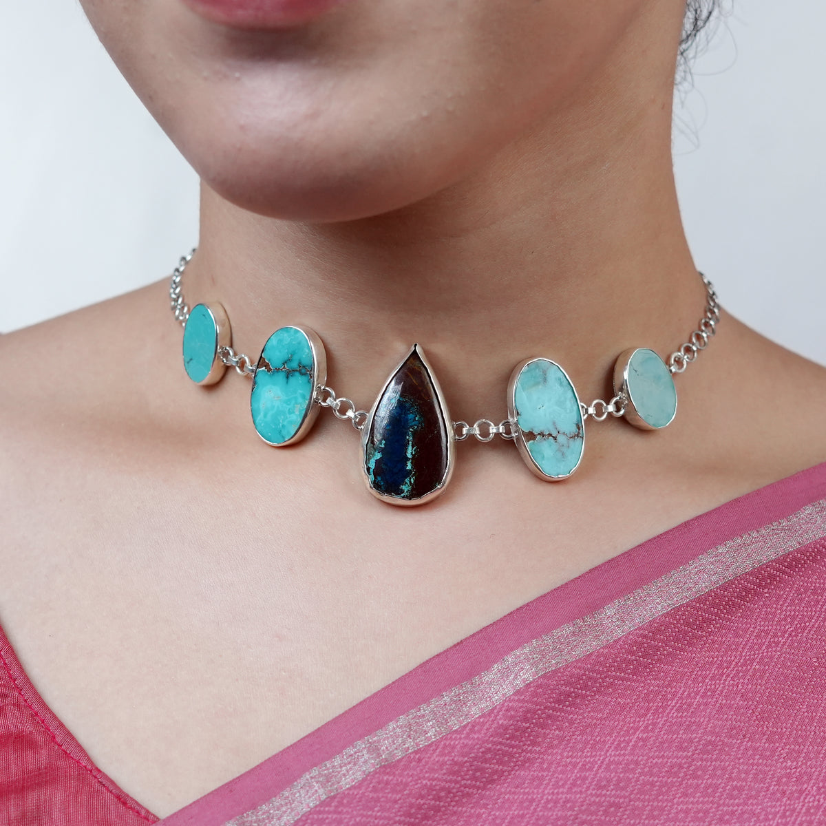 Chrysocolla And Turquoise Armlet Cum Choker